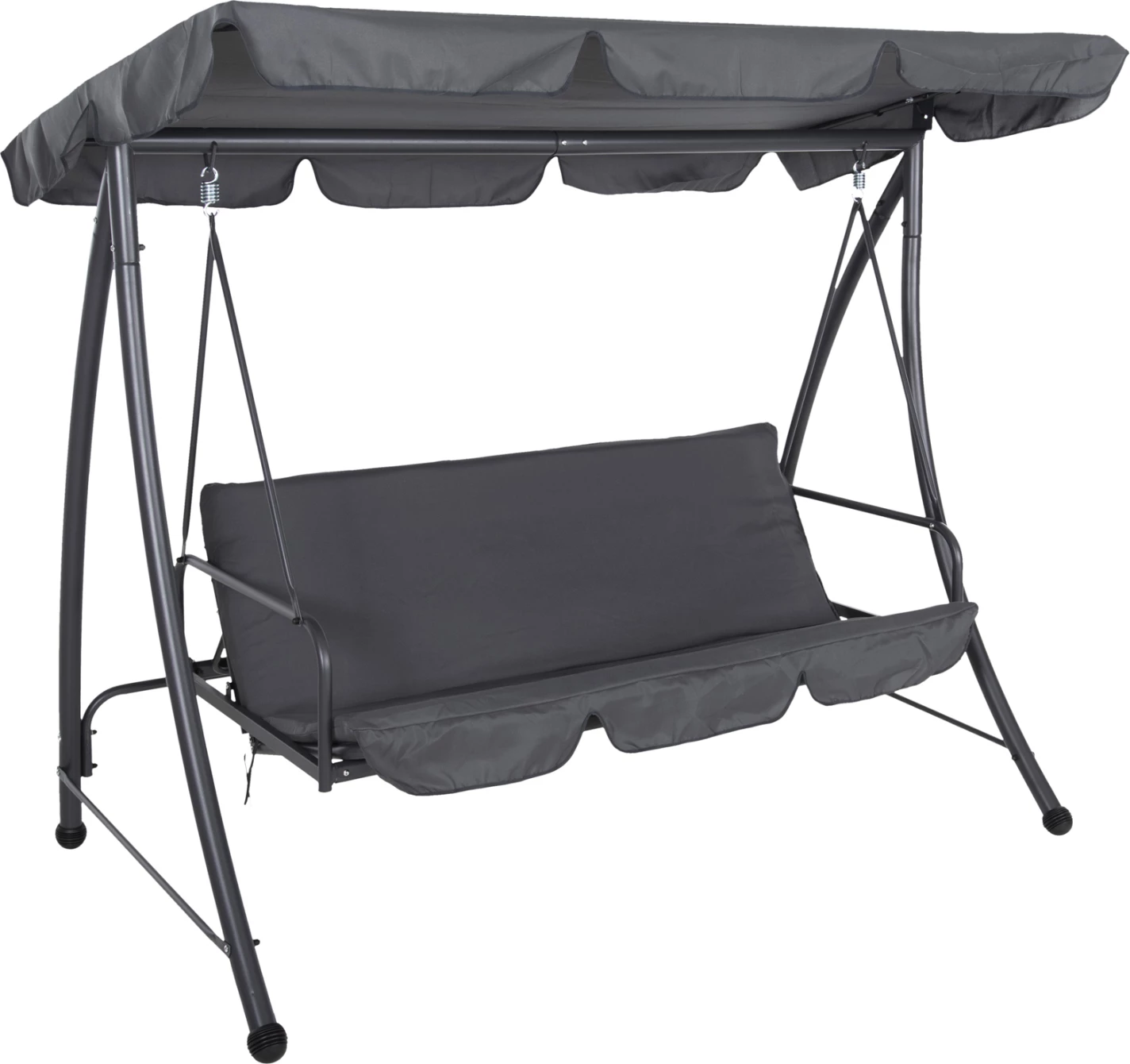 Gugalnica-postelja za verando s senčnikom, 3-sedežna LIKID FH5980.01 kovinski okvir in tkanina v sivi barvi 200x120x164H cm