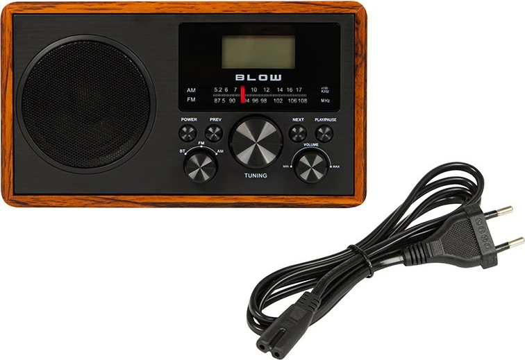 Prenosni radio RA9 V.2, BLOW, AM/FM, Bluetooth, USB, microSD, črno/rjava