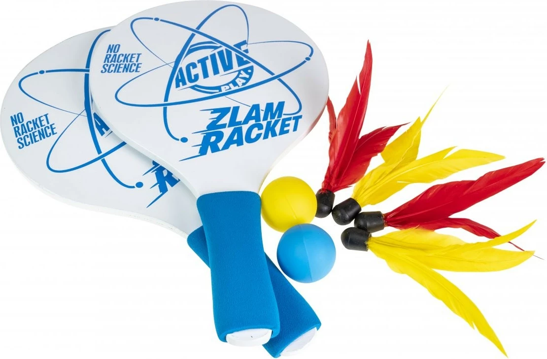 Raketni set iz lesa Tactic Zlam Racket s kepami in žogicami, za plažo