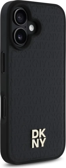 Zaščitni ovitek z logotipom DKNY Repeat Pattern Stack MagSafe za iPhone 16, črn