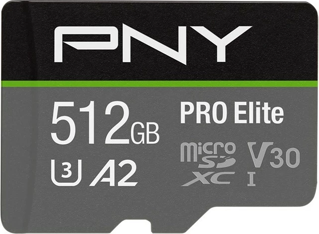 MicroSDXC kartica PNY P-SDUX512U3100PRO-GE, 512 GB, U3 A2 V30, do 100 MB/s branja in 90 MB/s zapisovanja