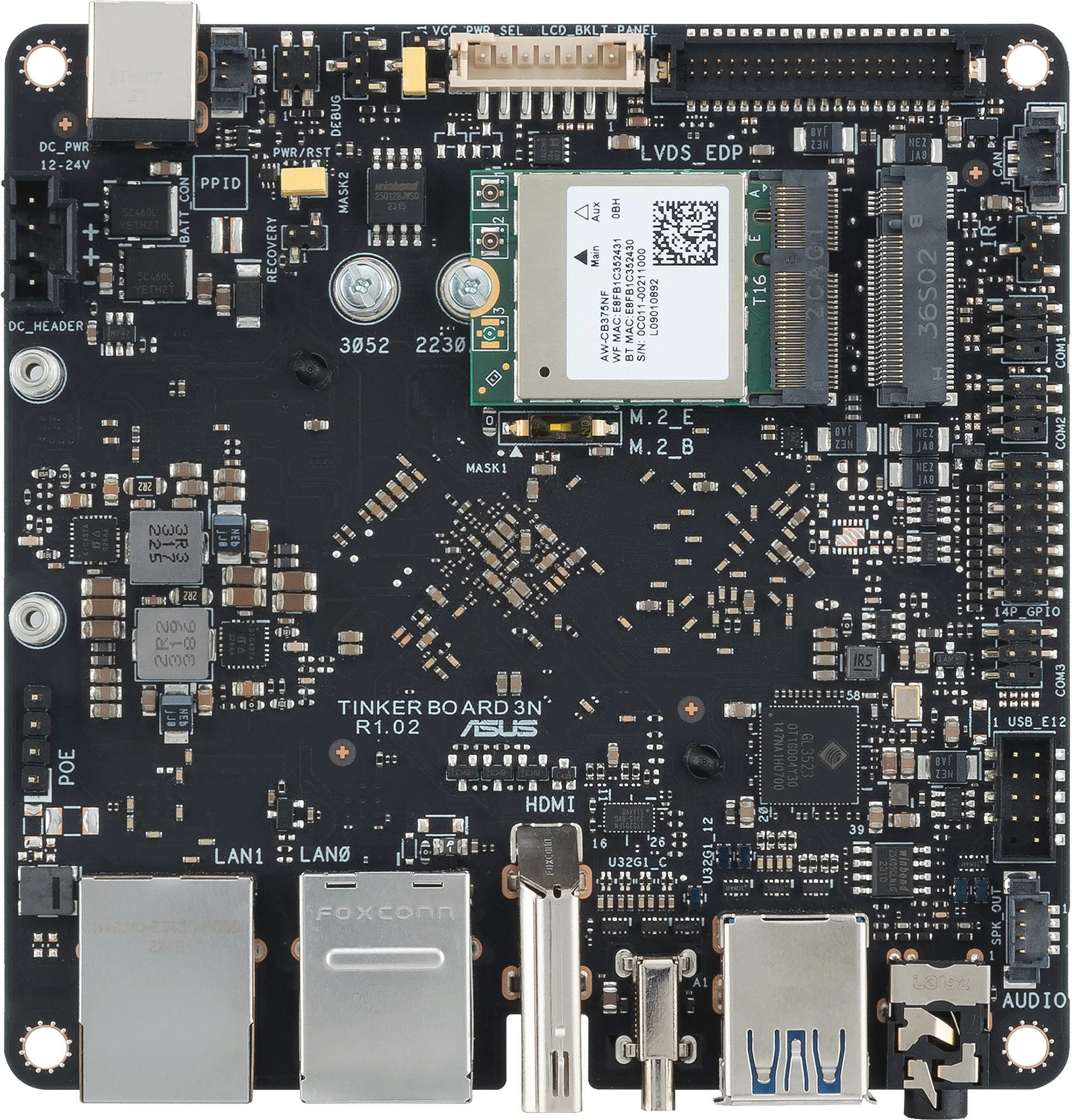 Matična plošča ASUS Tinker Board 3N, Rockchip RK3568, 4GB RAM, 32GB eMMC