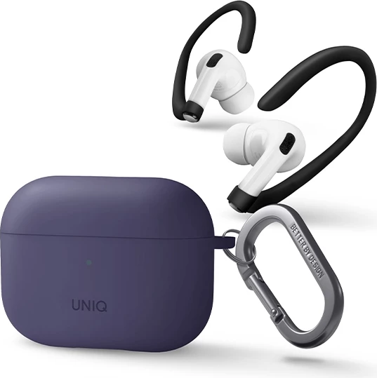Ovitek za AirPods Pro 2 UNIQ Nexo z ušesnimi zankami, vijoličen