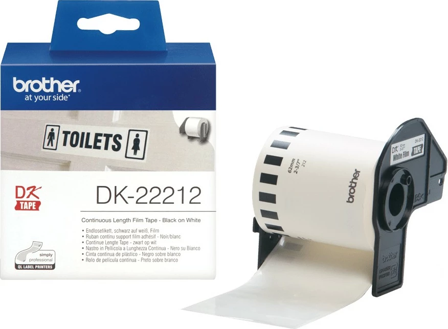 Nalepke za P-Touch, Brother DK-22212, zvitek, črno na belo