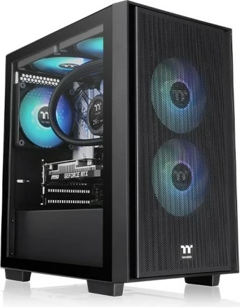 Ohišje Thermaltake Versa H16 TG ARGB, micro tower, kaljeno steklo, črno