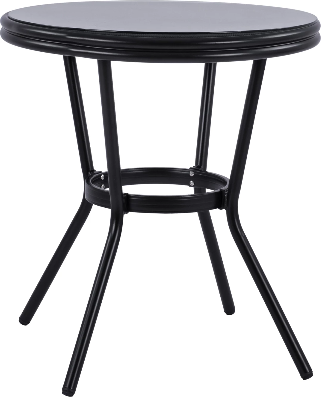 Aluminijasta miza '70cm bambusov videz FH5532.02 črna s steklom Φ70X76 cm