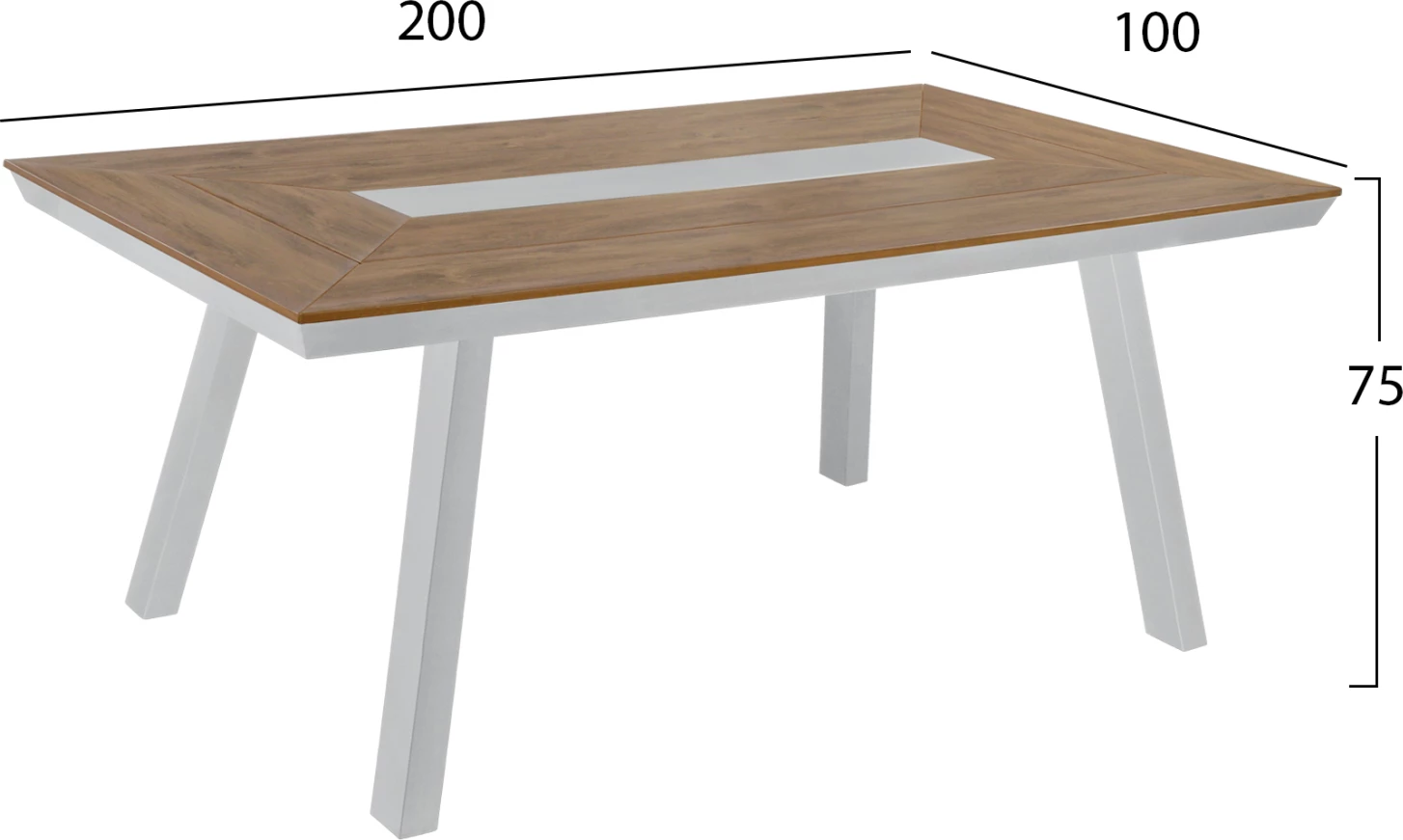 Aluminijasta miza s polilesom 200x100 bela FH5131.11