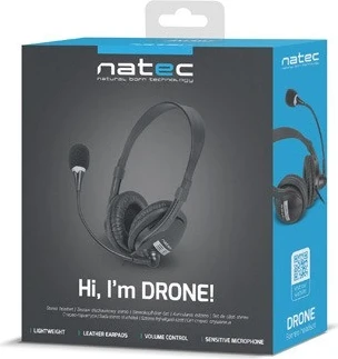 Žične slušalke Natec Drone, črne