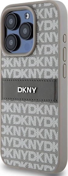 Ovitek Mono Stripe & Metal Logo DKNY za iPhone 15 Pro Max, bež