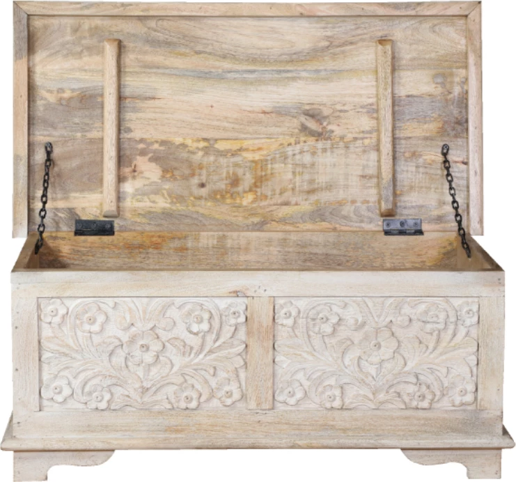 Dekorativna skrinja iz mangovega lesa, naravna decape barva, 80x40x34 cm