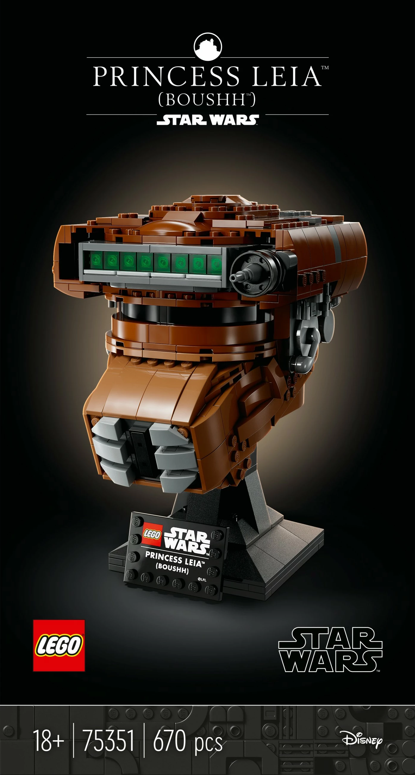 Ikonična čelada Princeske Leie (Boushh), LEGO Star Wars 75351, 670 delov, večbarvno