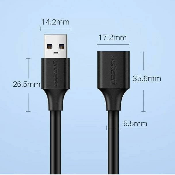 Podaljševalni kabel USB 3.0, 2 m, črn UGREEN