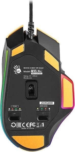 Gaming miška A4tech Bloody W95Max, USB, črno-rumena