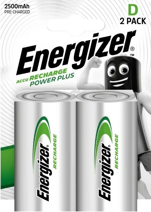 Polnilne baterije D Energizer Power Plus 2500 mAh, 2 kosa