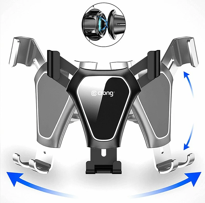 Gravitacijski nosilec za telefon CRONG CRG-CH4-BLK, za avto, črn