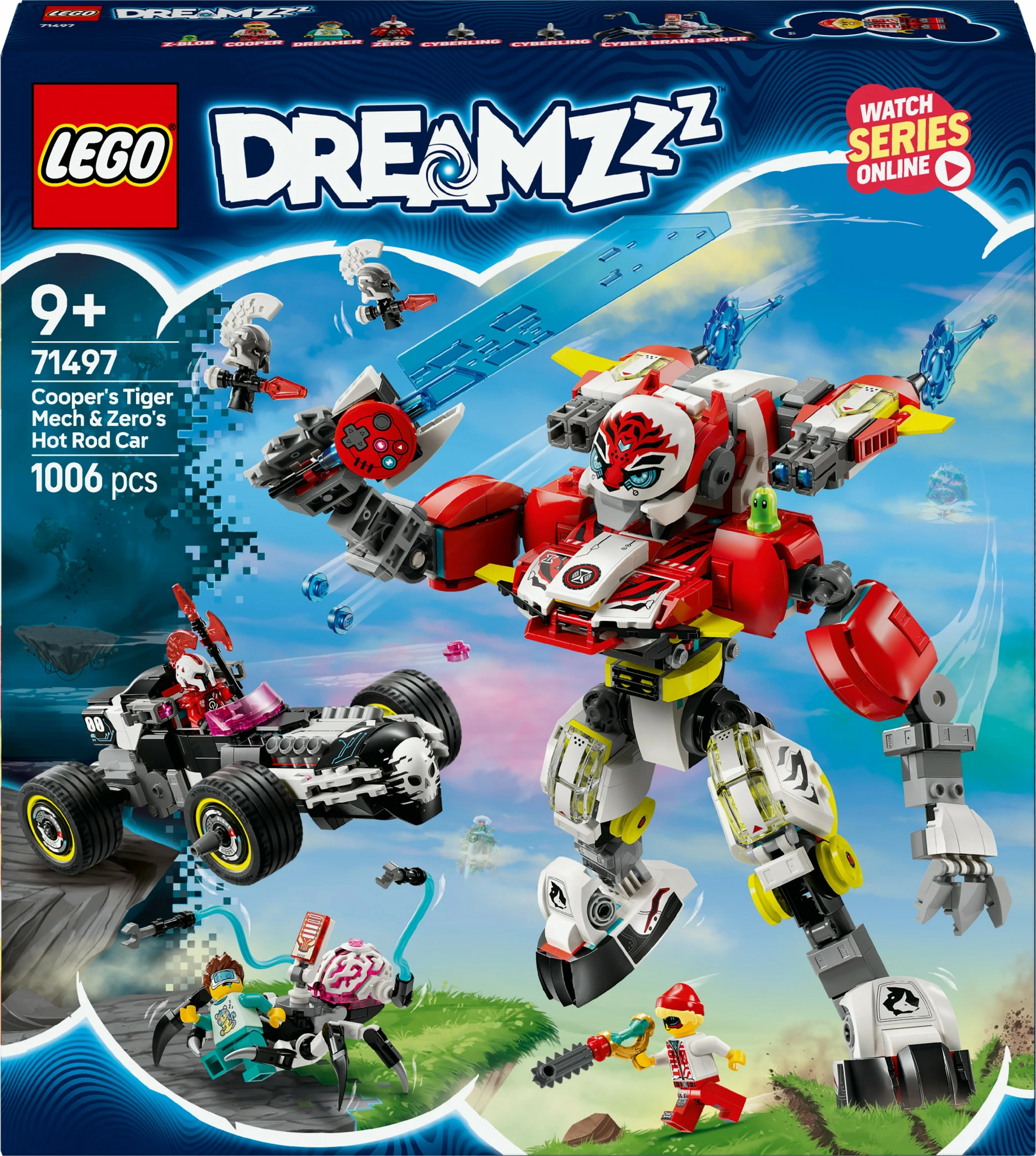Set za gradnjo Cooper Tiger-Mech & Zero Hot Rod, LEGO DREAMZzz 71497, 1006 kosov, večbarven
