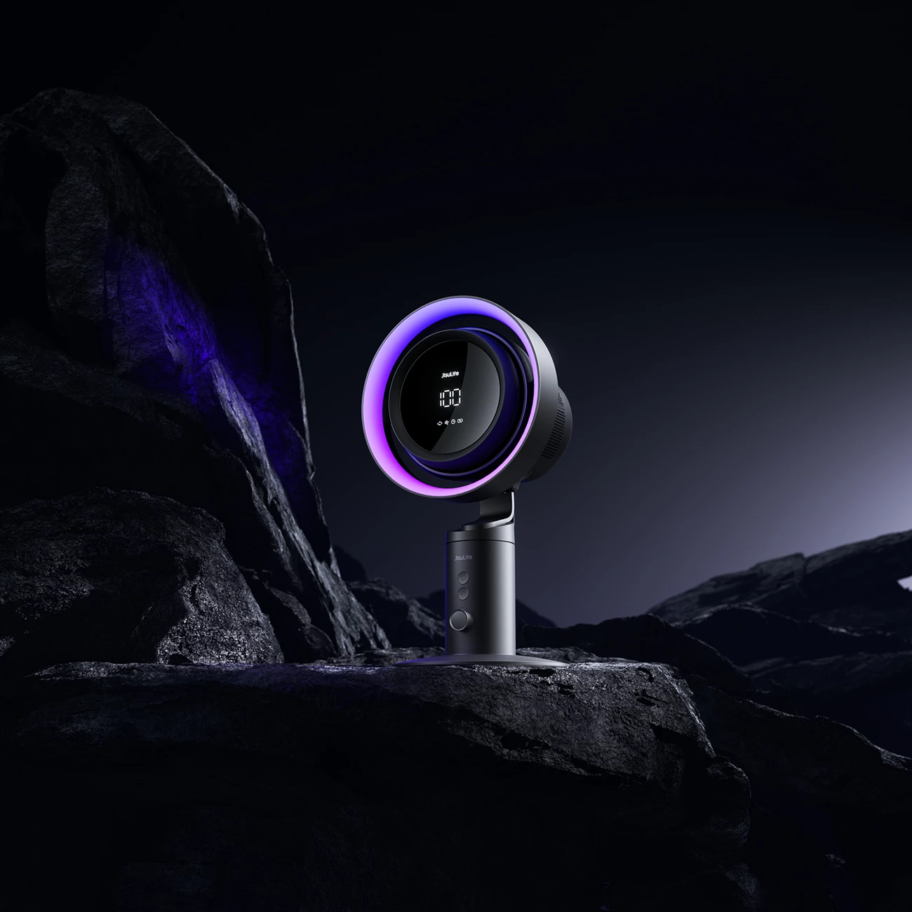 Namizni ventilator z vgrajenim filtrom zraka Jisulife Table Fan Pro3, 10.000 mAh, USB-C, temno siv