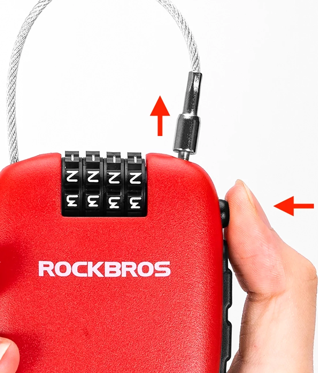 Kolesarska ključavnica z vlečnim kablom Rockbros 32420981001, rdeča