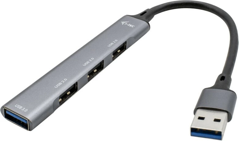 USB hub z aluminijastim ohišjem i-tec U3HUBMETALMINI4, 1x USB 3.0 + 3x USB 2.0, kovinski