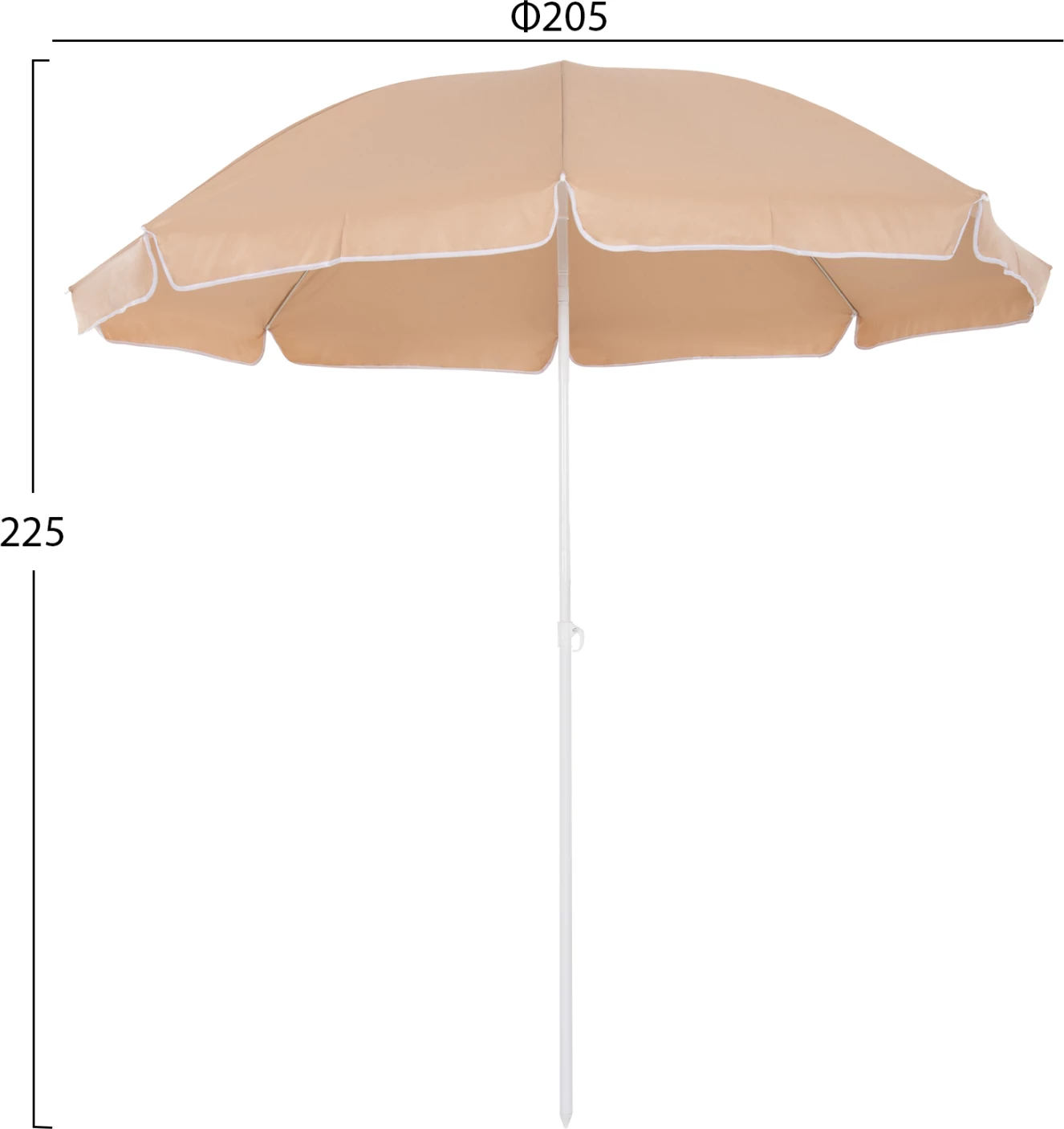 Plažni senčnik, 2,00 m, 8 palic iz steklenih vlaken, moka — belo steblo FH6015.04