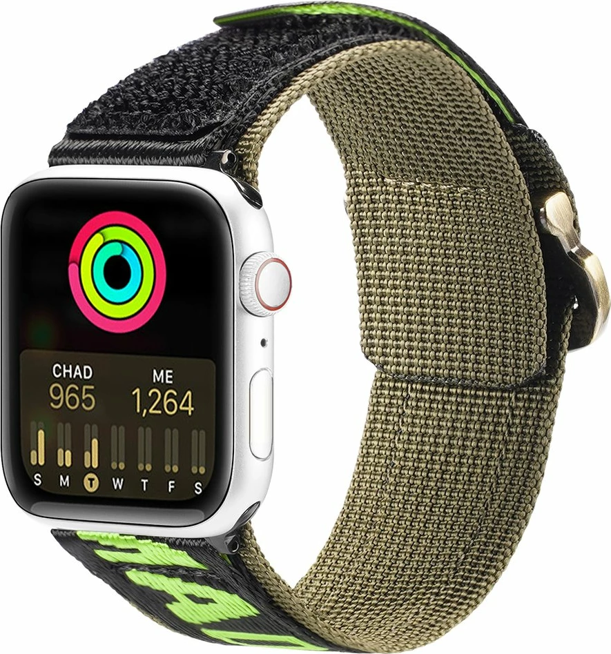 Najlonski pašček Dux Ducis Outdoor Version za Apple Watch, 42/44/45/49 mm, črno/zelena