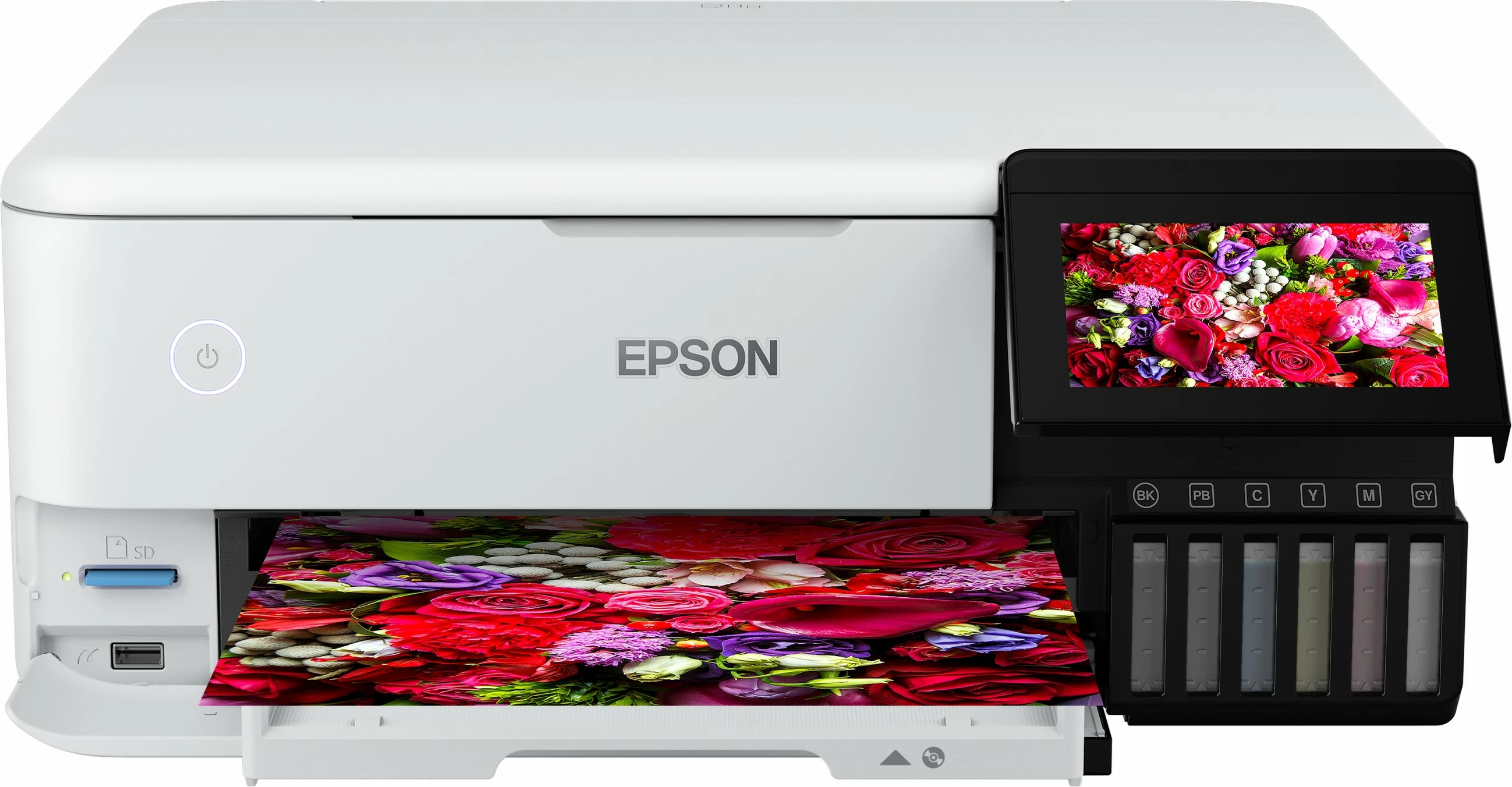 Večfunkcijski tiskalnik Epson EcoTank ET-8500, A4, Wi‑Fi, 6 barv, zaslon na dotik, bel