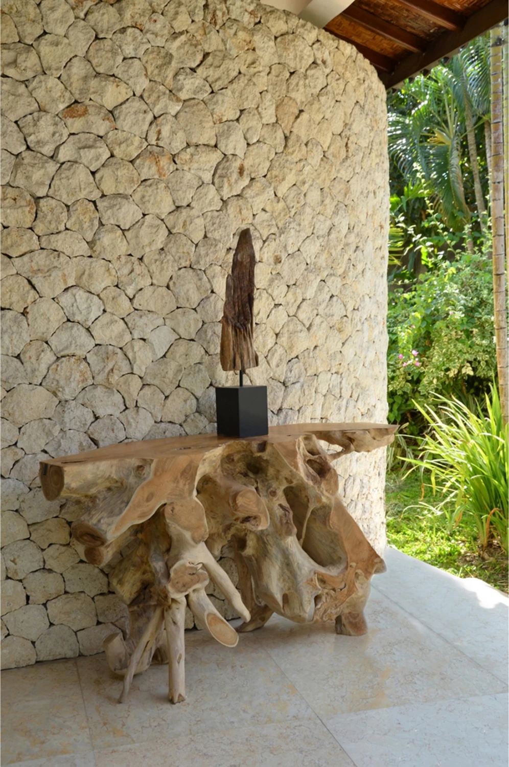 Konzola iz masivnega korena tikovine naravna 120Χ36Χ70H