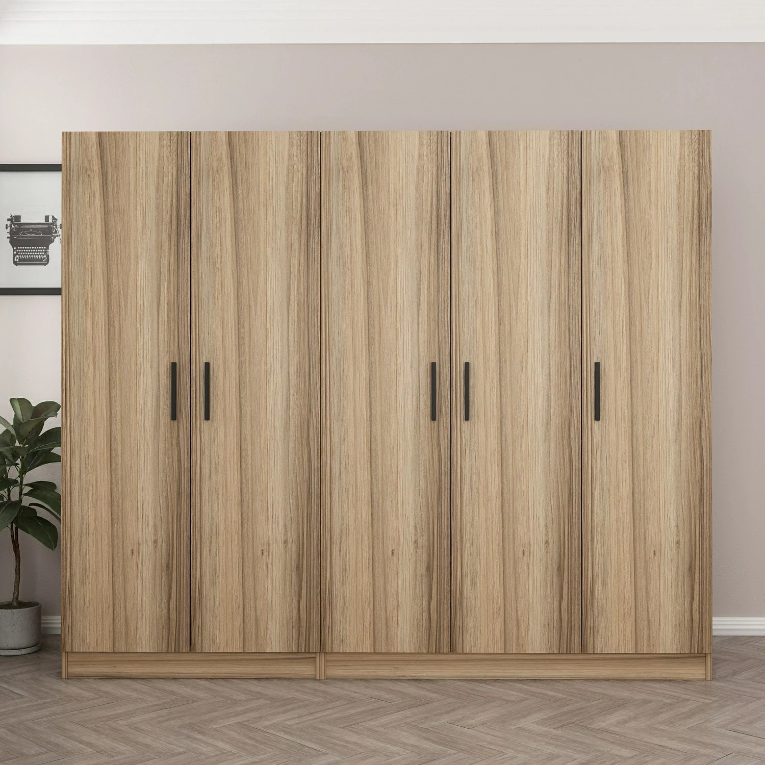 Omarica za oblačila, lesena, Skye Decor, 225 x 190 x 52 cm