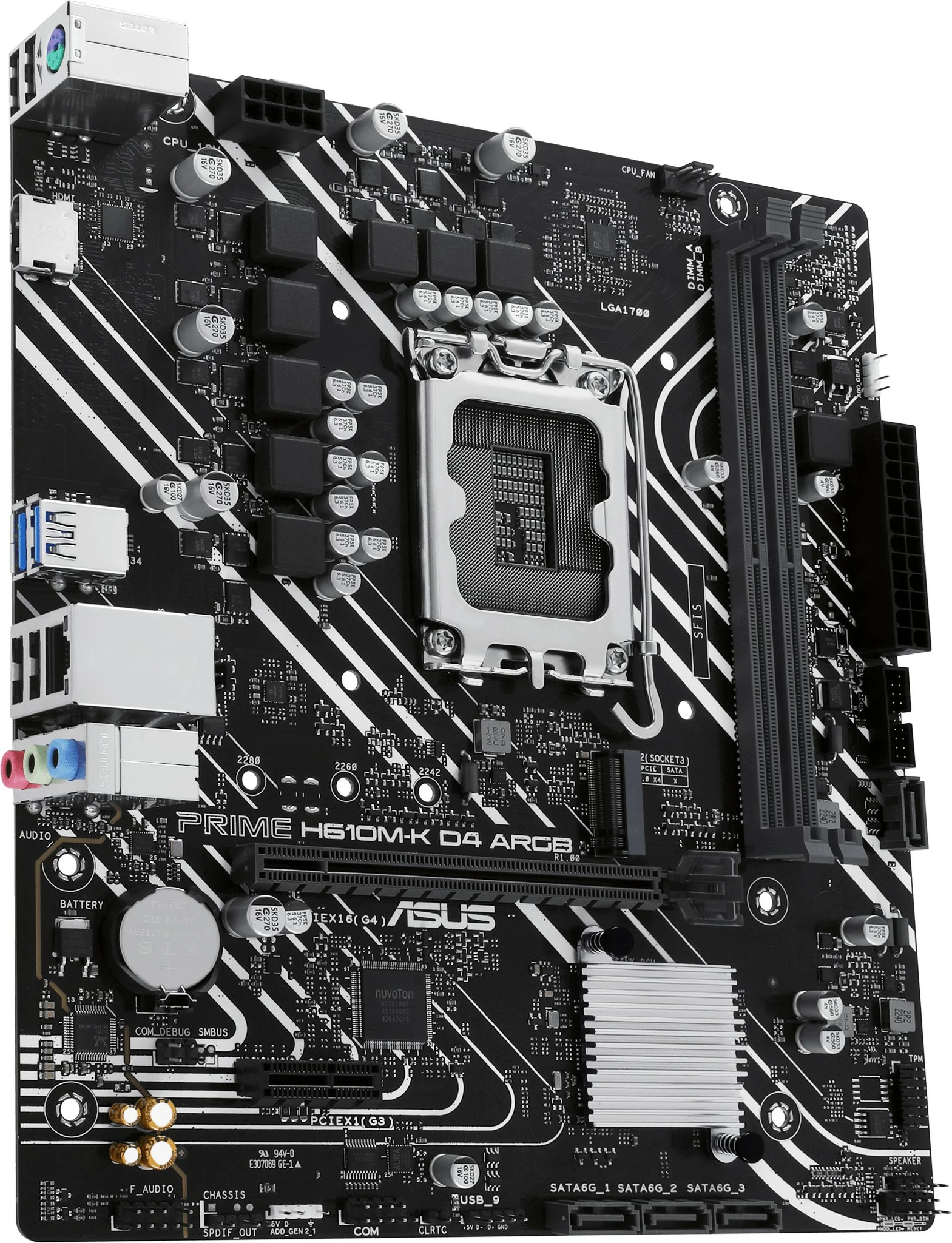 Plošča ASUS PRIME H610M-K D4 ARGB, Intel, LGA 1700, DDR4, 64 GB