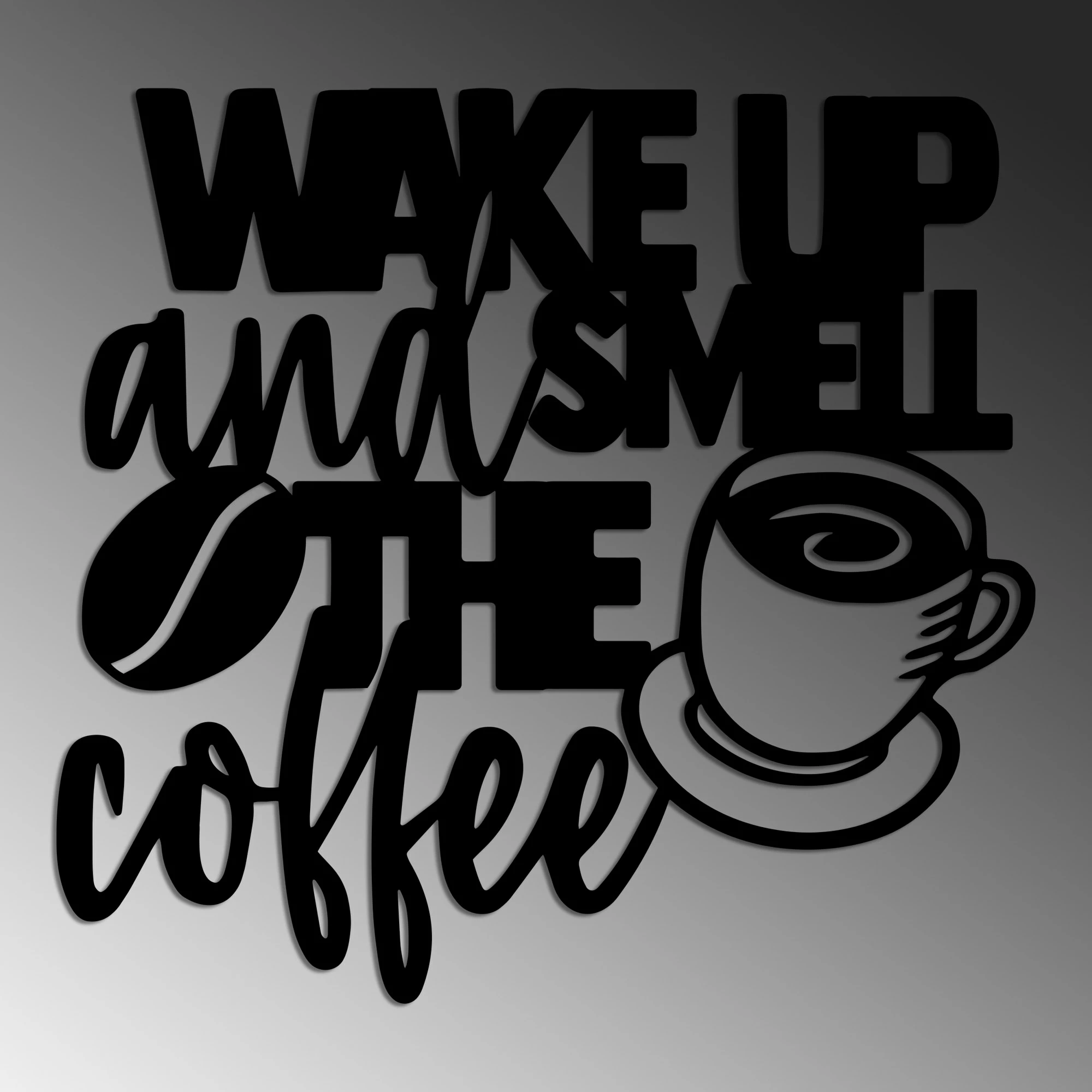 Dekorativni kovinski stenski dodatek Wallity, Wake up Coffee
