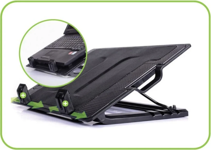 Podstavek in hladilnik za prenosnik, Techly, do 17,3", črn