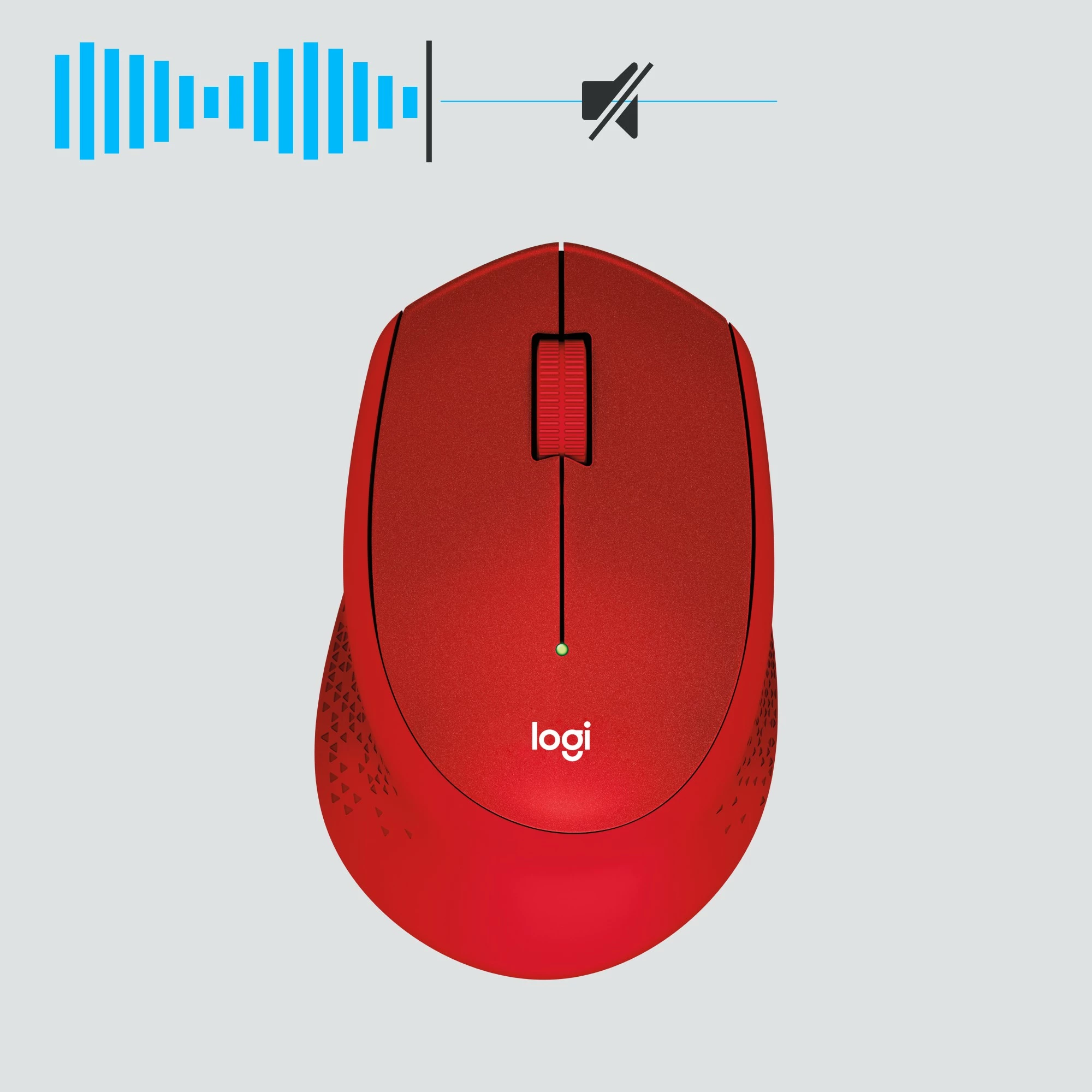Slišni miš Logitech M330 SILENT PLUS, desnor, mežanik, RF brezžični, 1000 DPI, rdeč