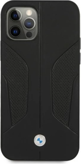 Ovitek iz pravega usnja za iPhone 12 Pro Max, črn, BMW BMHCP12LRSCSK