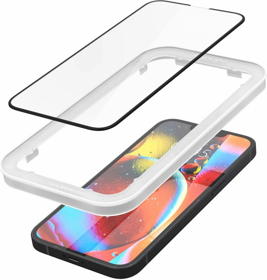 Zaščitno steklo ALM Glass FC za iPhone 13/13 Pro/14, črno — Spigen