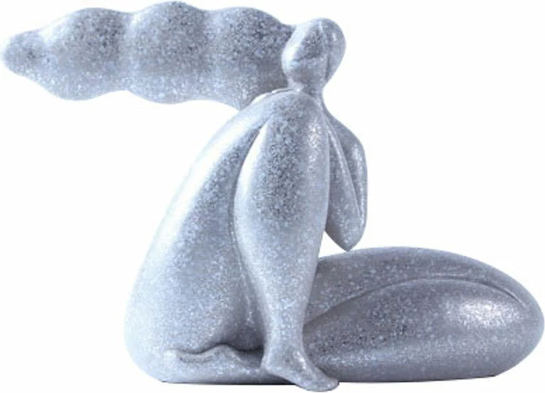 Dekorativna abstraktna figura CHEVEU SILVER 2, srebrna, 24x10x17 cm
