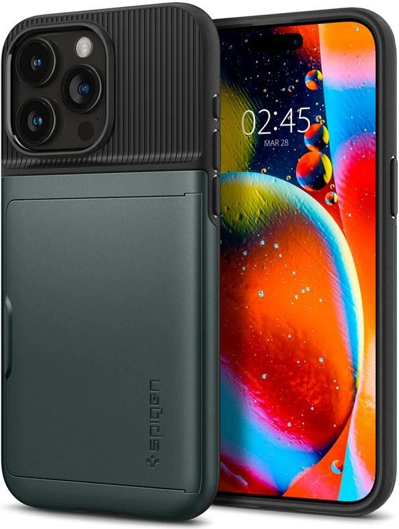 Ovitek za telefon Slim Armor CS Spigen za iPhone 15 Pro Max, temno zelen