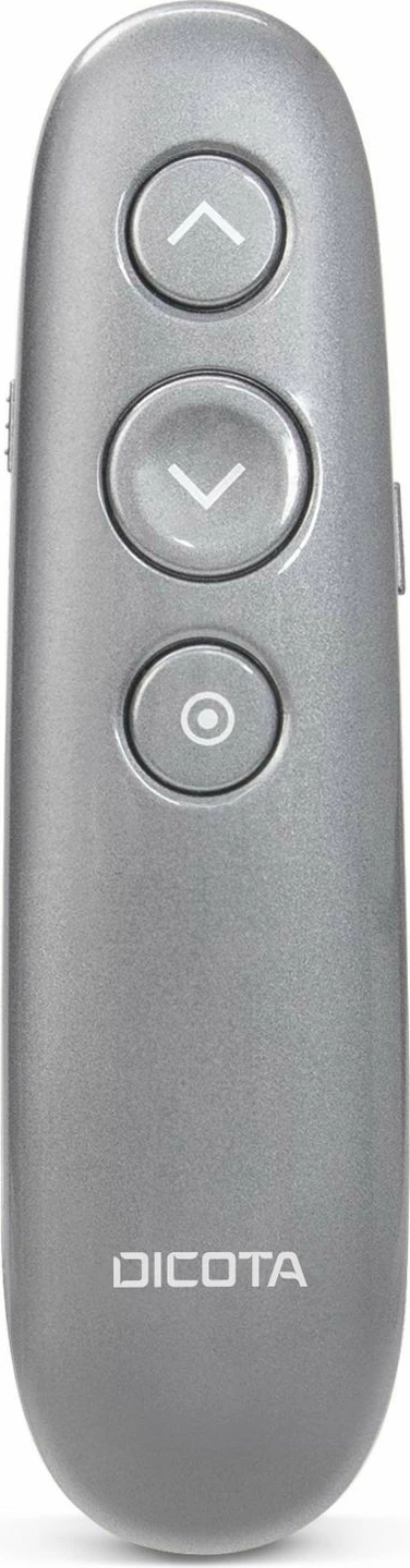 Brezžični prezentator DICOTA, virtualni presenter, 5 gumbov, laserski kazalnik, siv