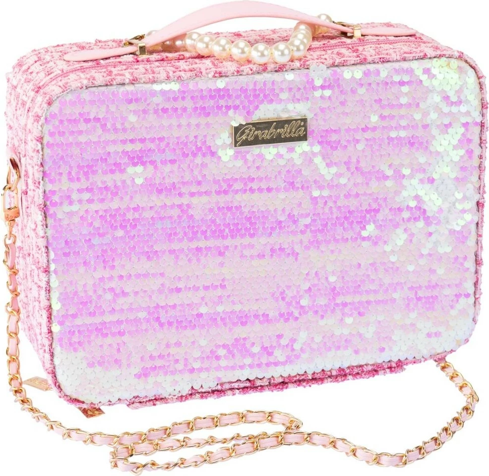 Valizka za ličila Nice 19112 za deklice, z bleščicami, bela