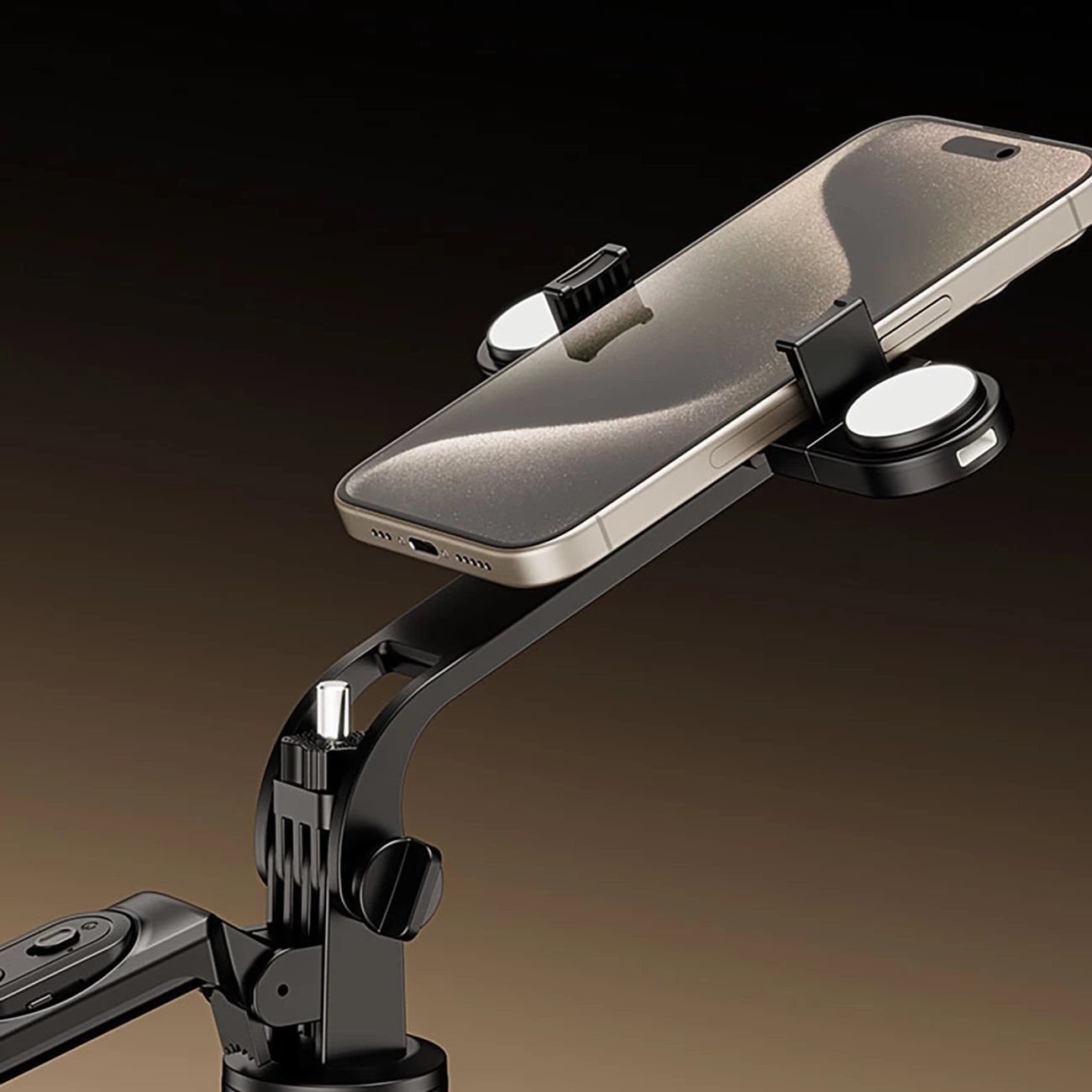 Selfie palica in stojalo Wozinsky WH181D-Y1S, 1,75 m, z dvema LED lučema, držalo za telefon, črno