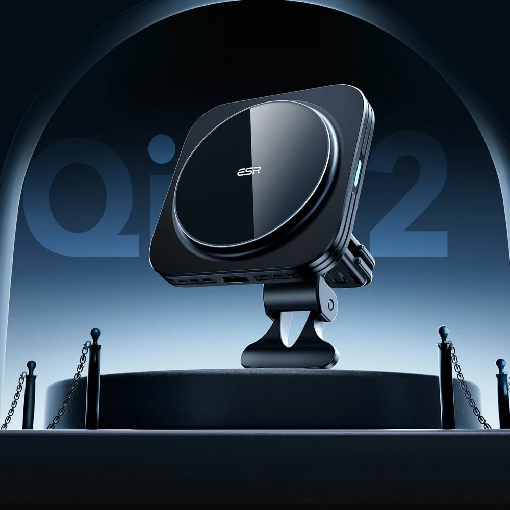 Avtomobilsko držalo z brezžičnim polnjenjem 15W MagSafe, ESR Halolock QI2, črno