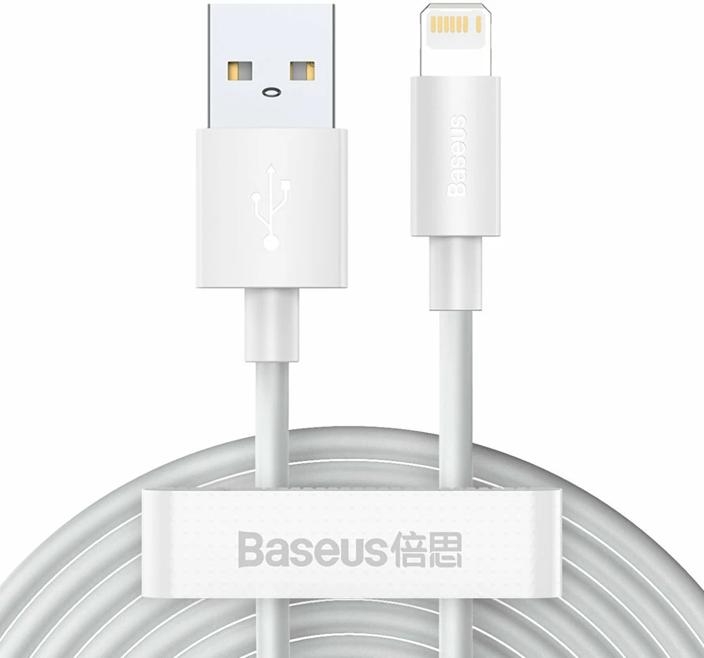 USB–Lightning kabel, 1,5 m, komplet 2 kosa, Baseus TZCALZJ-02, bela