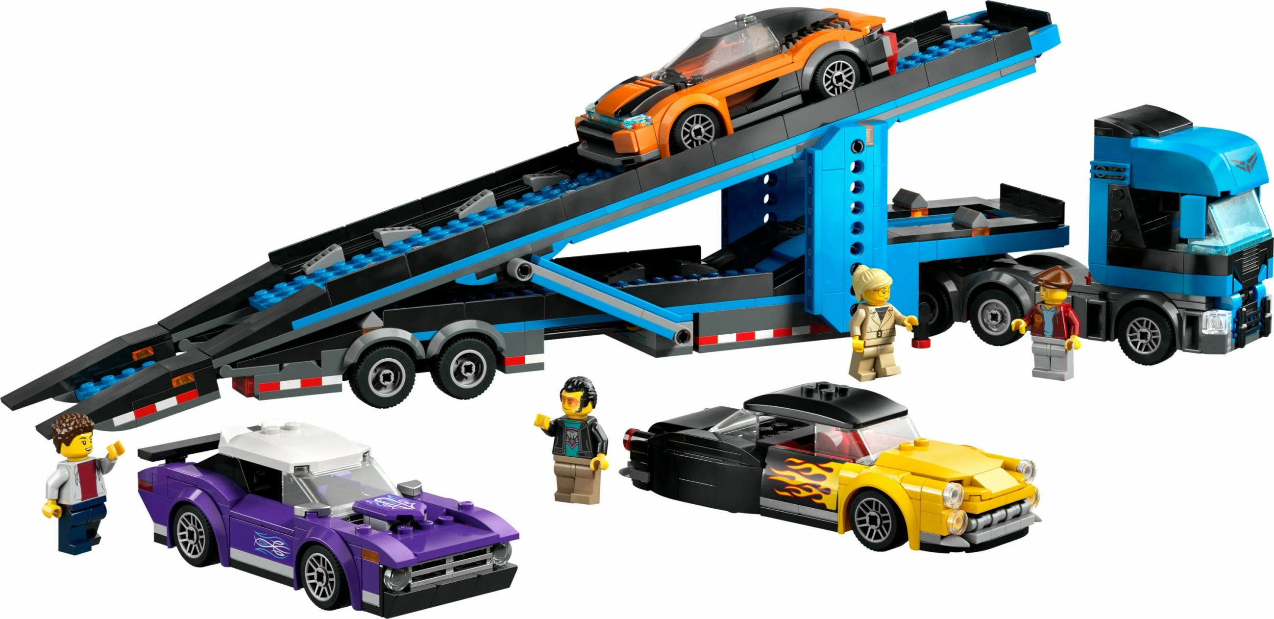 Komplet za sestavljanje avtotransporter z dirkalniki LEGO City 60408, večbarven