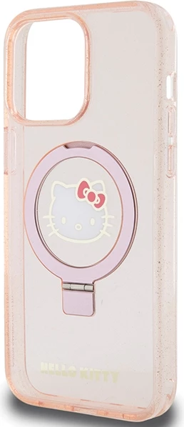 Ovitek za telefon z obročem in MagSafe Hello Kitty Ring Stand Glitter Electrop Logo za iPhone 15 Pro Max, roza