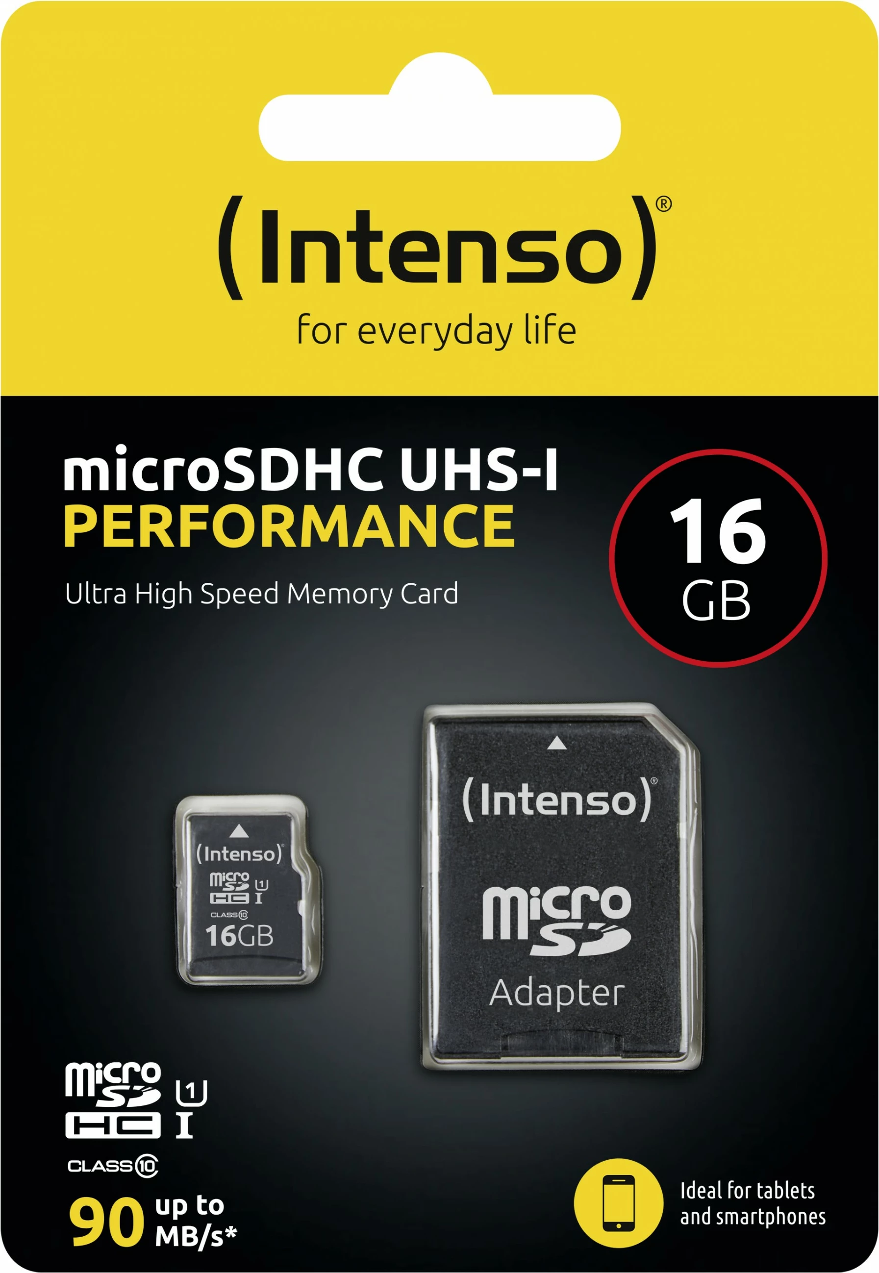 MicroSD kartica 16 GB Class 10 UHS-I, Intenso, črna