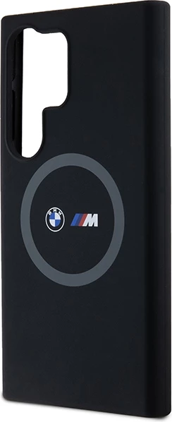 Silikonski ovitek z natisnjenim MagSafe obročem za Samsung Galaxy S24 Ultra, črn — BMW M