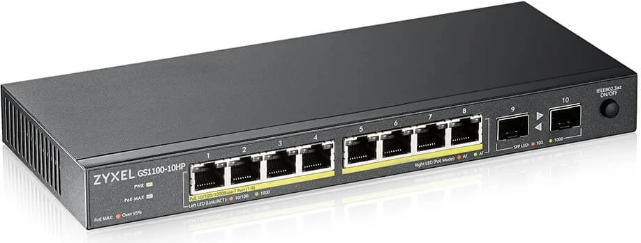 Stikalo Zyxel GS1100-10HP v2, Gigabit Ethernet, PoE, črno