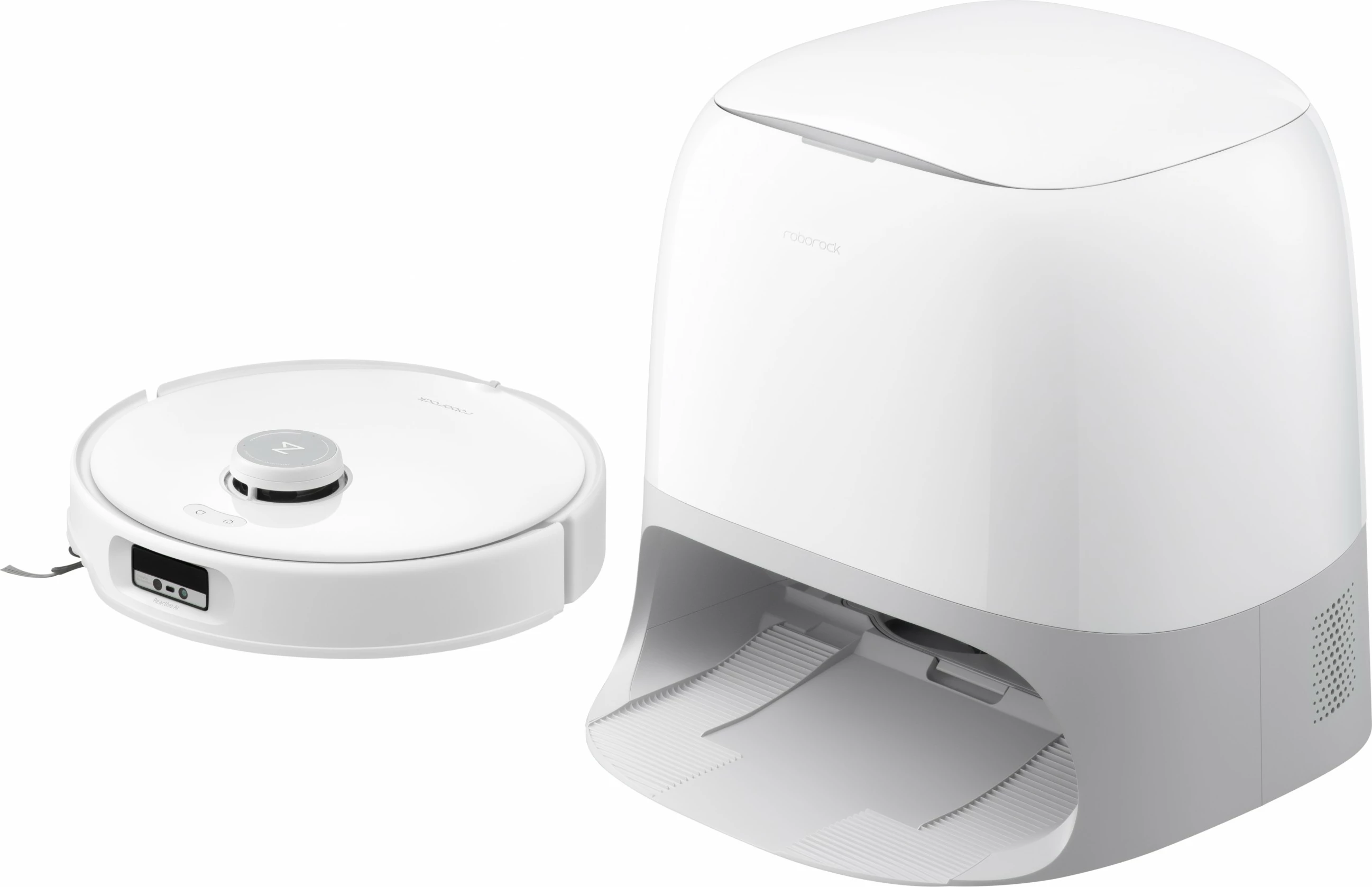 Robot za čiščenje Roborock Q Revo Curv, 0,325 L, baza 2,5 L, bel