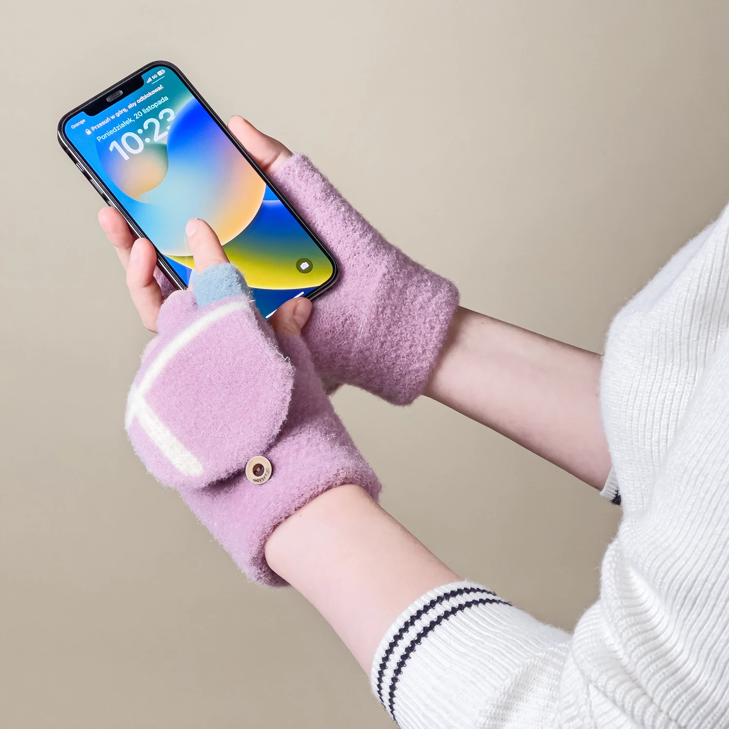 Zimske mitene rokavice, Hurtel, za ženske/otroke, univerzalne, roza