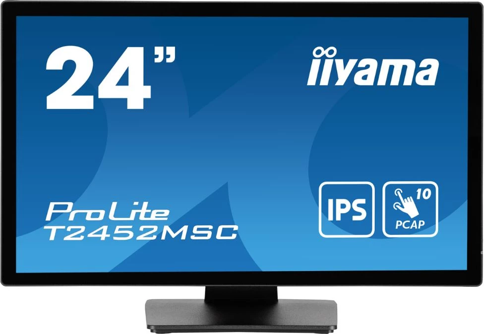 Senzorski monitor za digital signage, IIYAMA ProLite T2452MSC (T2452MSC-B1), 24" IPS, 10-točkovni PCAP, črn