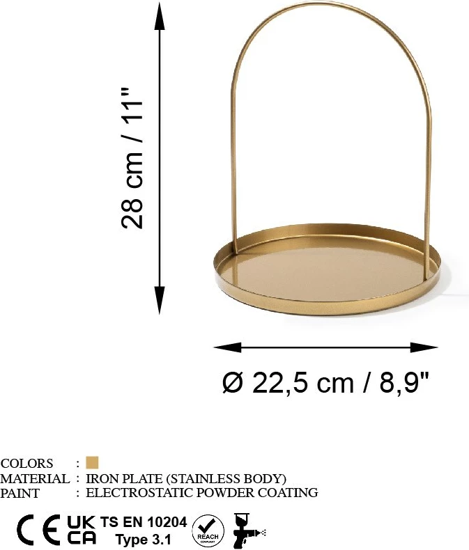 Kovinski dekorativni dodatek Aberto, zlata, Kos-B